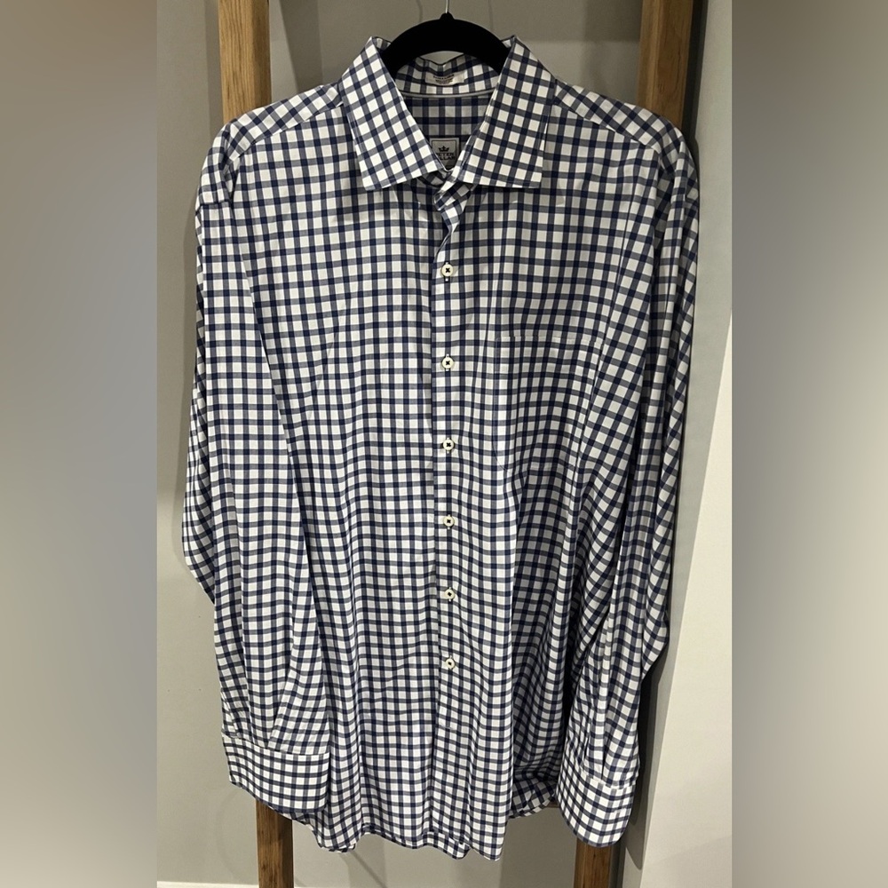 Peter Millar Men's Blue Checkered Shirt XL